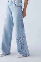 Embroidered Butterfly Raw Hem Jean image 3
