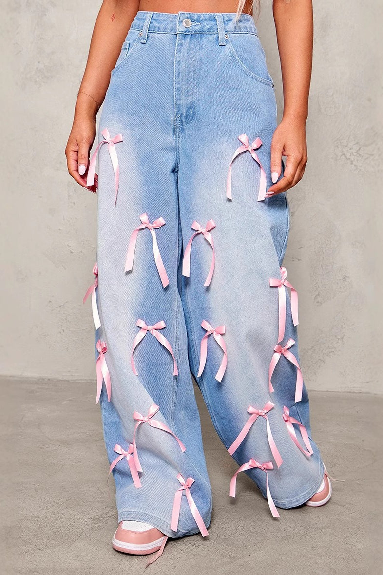 Bow High Waist Wide Leg Jeans image 2