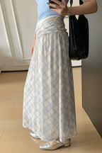 Gentle Plaid Pleated Mesh Skirt image 3