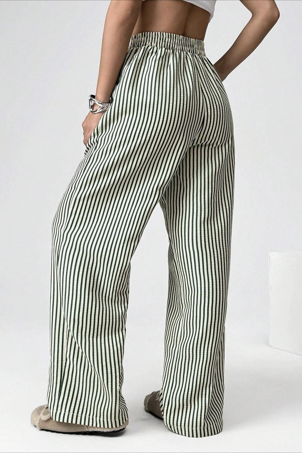 High Waist Striped Casual Pants image 7