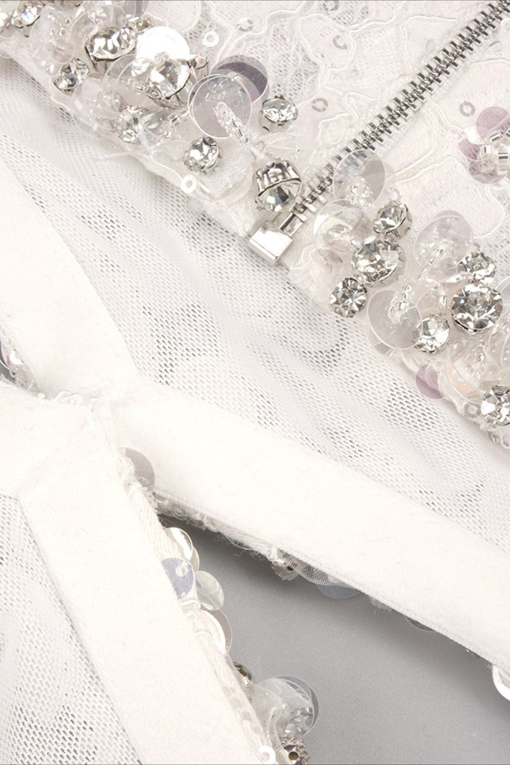 Lace Beaded Sequin Slim Cape Reception Dress image 13