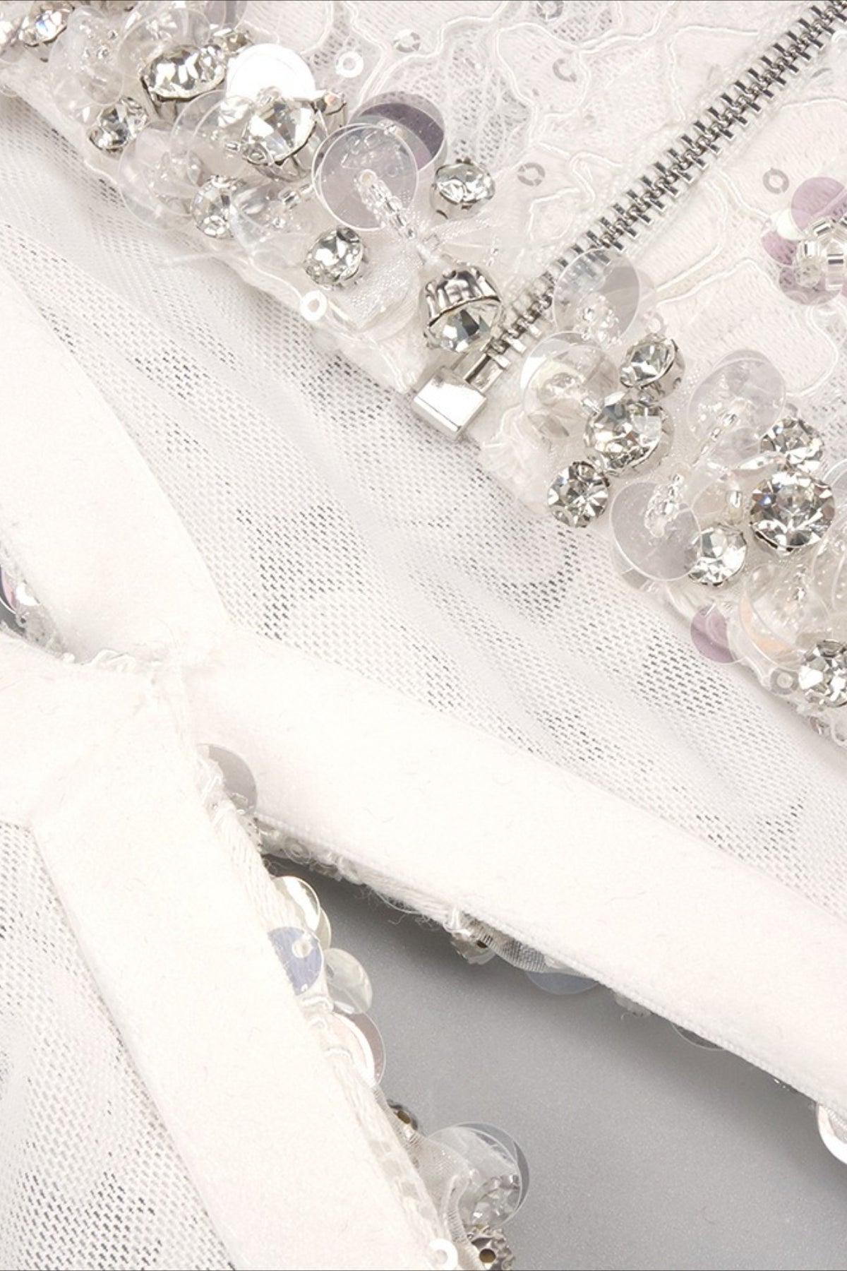 Lace Beaded Sequin Slim Cape Reception Dress image 13