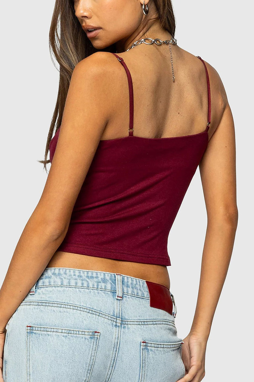 Cowl Neck Halter Fake Two Piece Cami Top image 13
