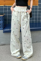 Sweet Lace Trim Splice Bow Casual Pants image 2