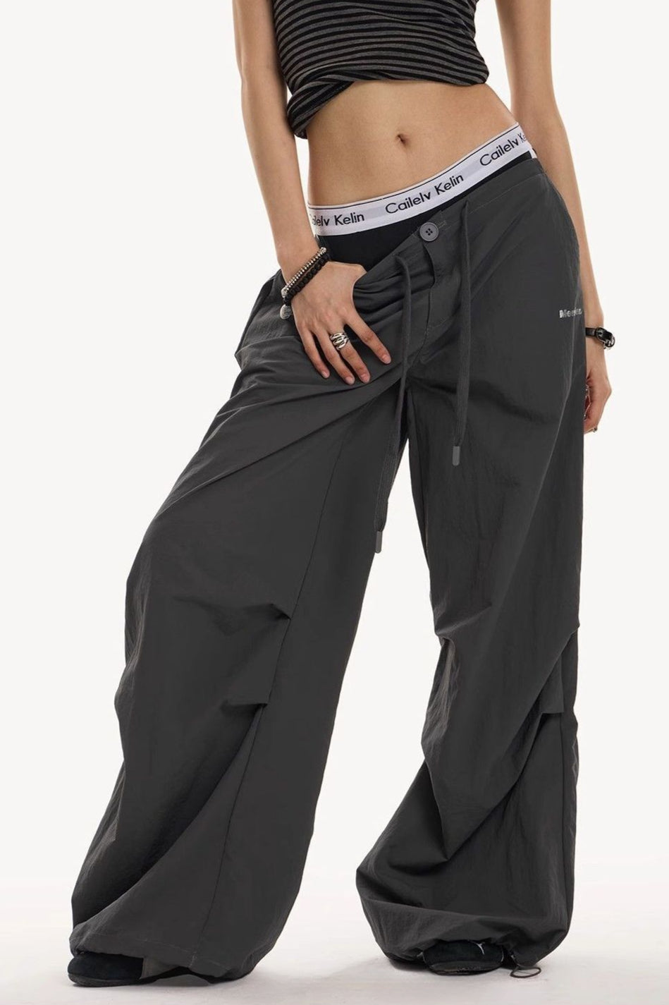 Y2K Retro Grey Military Cargo Pant image 1