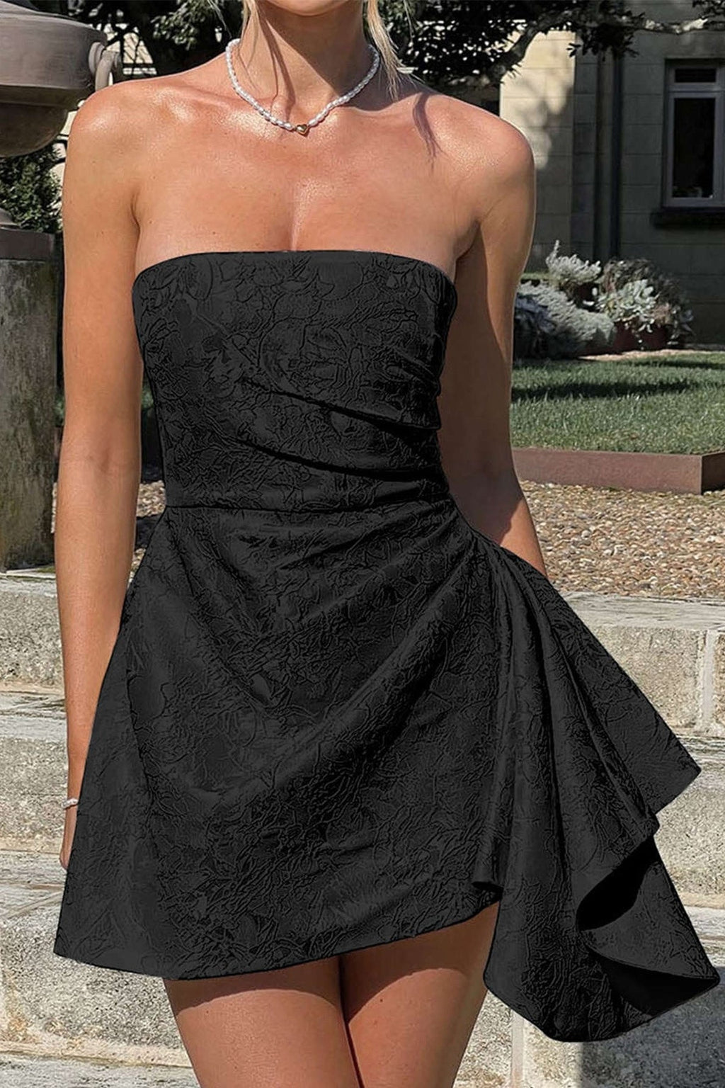Strapless Jacquard Mini Party Dress image 10