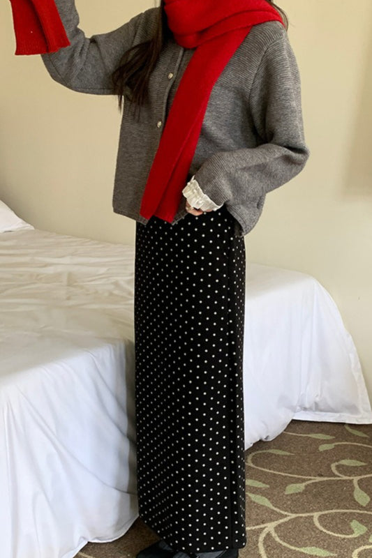 High Waist Polka Dot Back Slit Skirt image 7