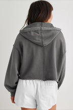 Chic Relaxed Solid V-Neck Hoodie image 12
