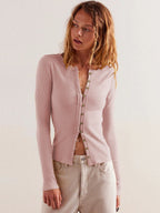 Buttoned Ribbed Knit Cardigan image 5