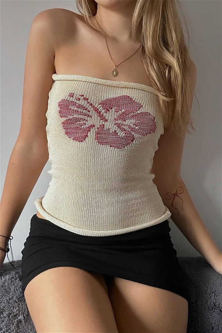 Jacquard Floral Tube Knit Blouse image 2