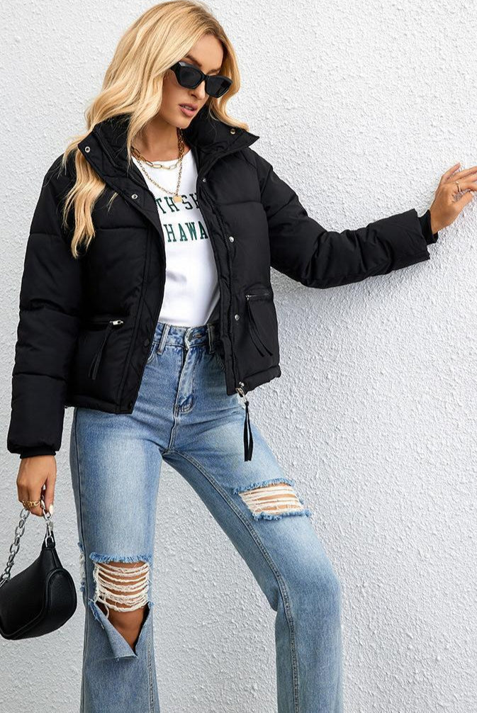 Short Stand Collar Puffer Coat image 20