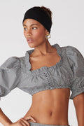 Elegant Button Ruffle Cropped Blouse image 1