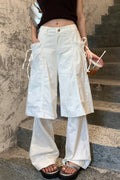 Bow Tie Fake Two Piece White Y2K Loose Jeans image 1