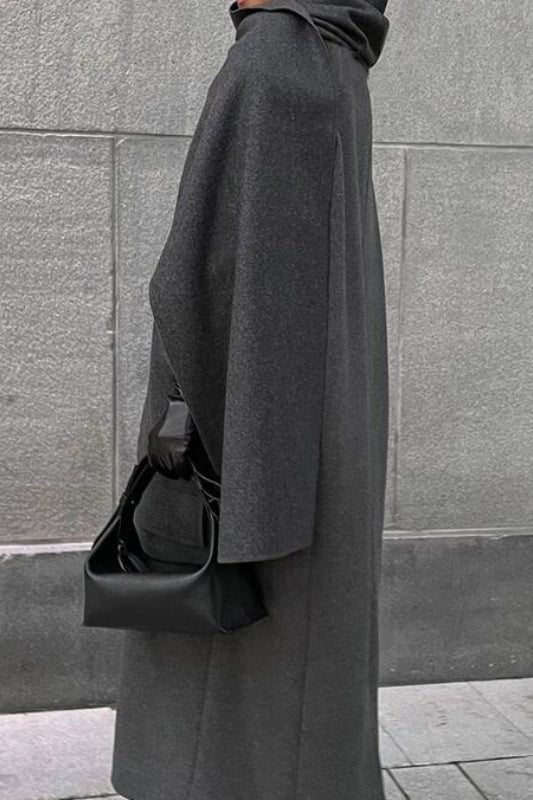 Scarf Collar Longline Woolen Elegant Solid Overcoat image 7