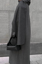 Scarf Collar Longline Woolen Elegant Solid Overcoat image 7