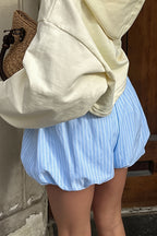 Elegant Striped Balloon Loose Shorts image 2