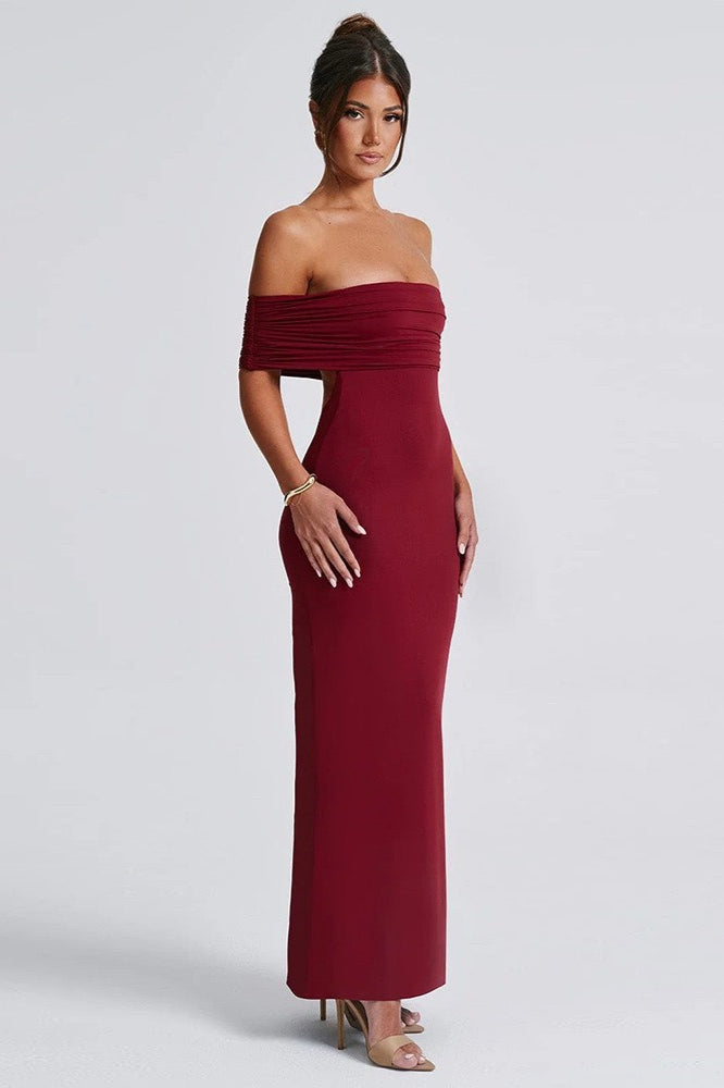 Solid Off Shoulder Ruched Formal Dress image 19