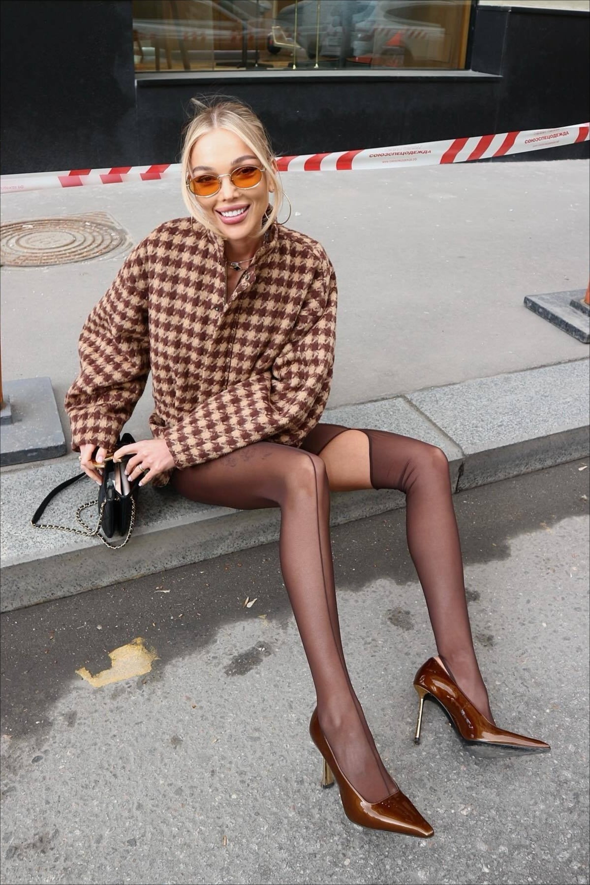 Vintage Houndstooth Zip Jacket and Shorts Two Piece Set image 3