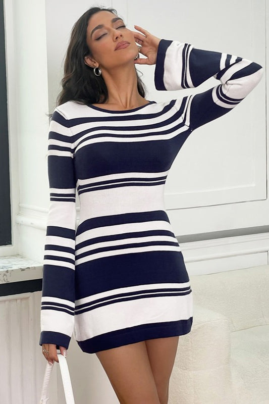 Tie Back Flare Sleeve Sweater Dress image 1