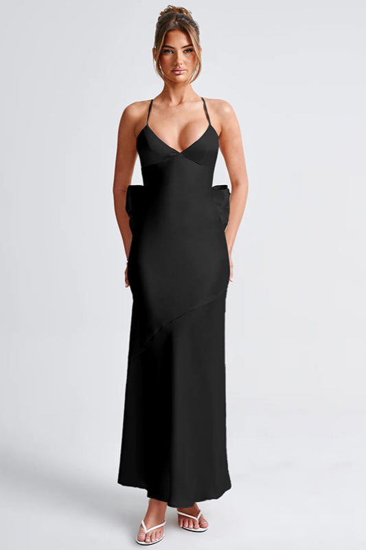 Satin Bowknot Strap Party Dress image 6