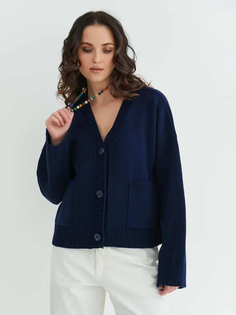 V-Neck Pocket Knit Cardigan image 19