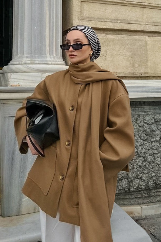 Vintage British-Style Wool Midi Oversized Coat image 1
