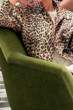 Leopard Print Zipper Cropped Jacket image 2