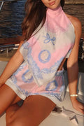 Vacation Tie Printed Backless Two Piece Set image 1