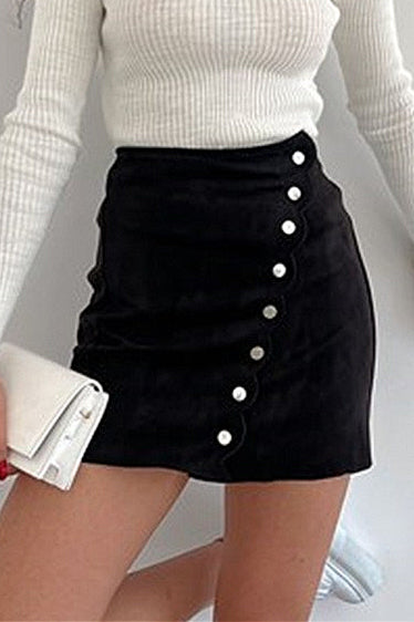 Button Front Velvet Bodycon Skirt image 2