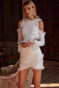Mesh Ruffle Off-Shoulder Bodycon Mini Dress image 1
