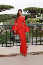 Off Shoulder Puff Sleeve Maxi Dress image 3