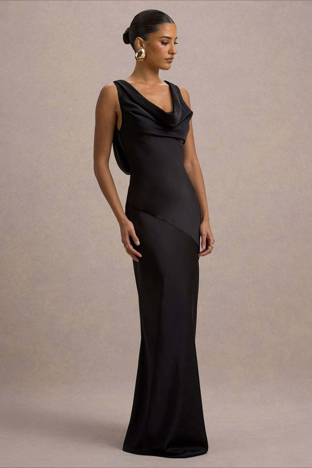 Satin Bodycon Backless Fish Maxi Dress image 7