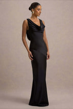 Satin Bodycon Backless Fish Maxi Dress image 7