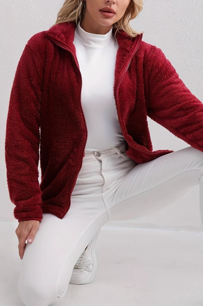 Casual Fuzzy Zipper Jacket image 1