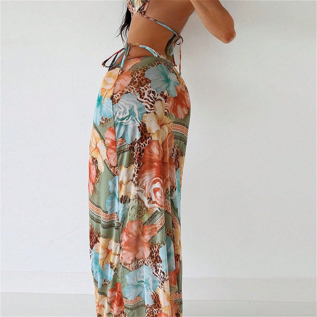 Floral Animal Print Three Piece Swim Set image 5
