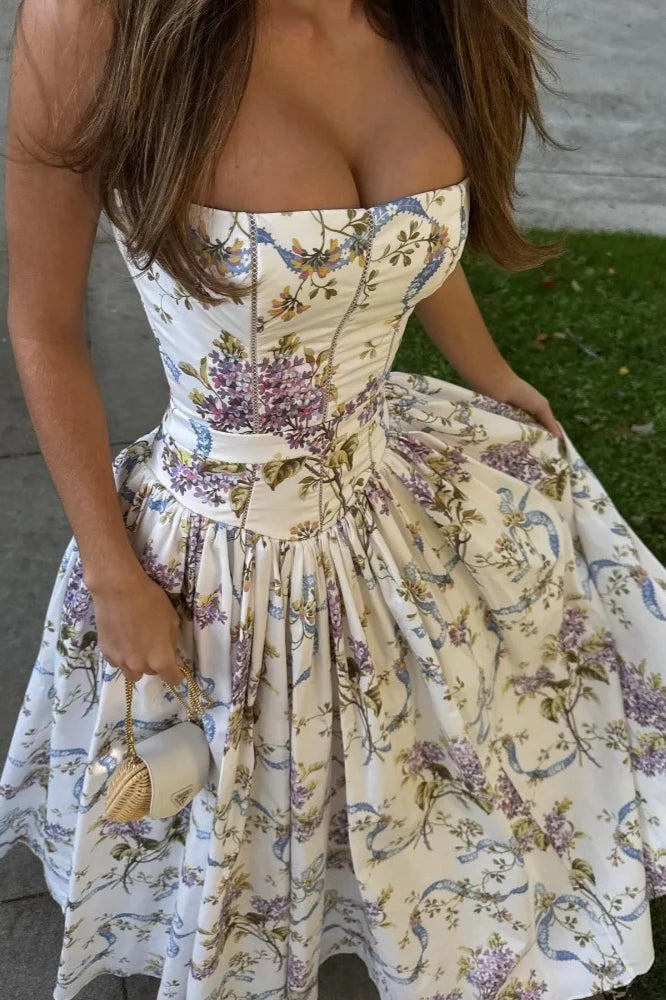 Rayon Printed Strap Pleated Chic Maxi Dress image 6