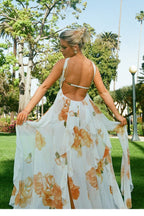 Floral Backless Halter Maxi Dress image 4