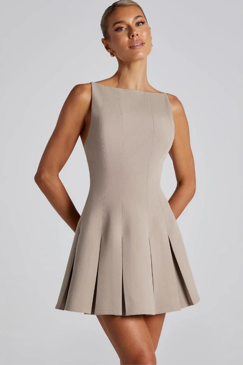Solid Color Wide Hem Sleeveless Cocktail Dress image 7