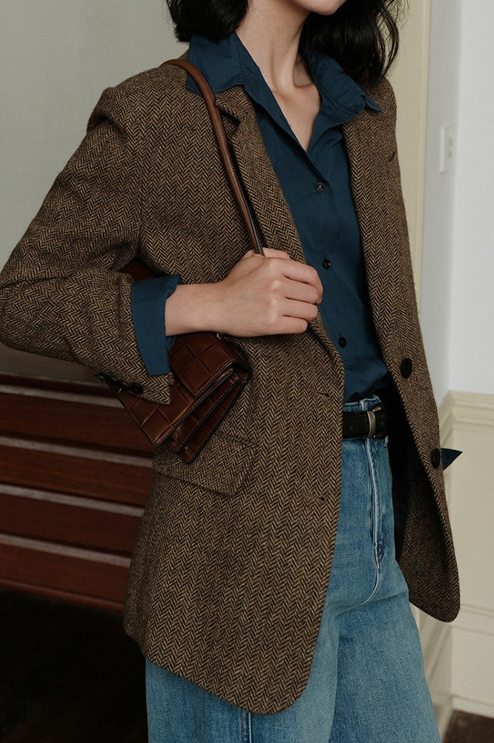 Herringbone Wool Blend Blazer image 6