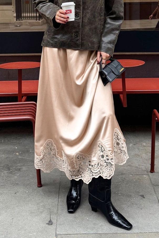Elegant Lace Trim A Line Skirt image 2