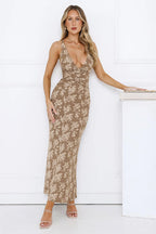 Jacquard V-Neck Backless Cami Maxi Dress image 1