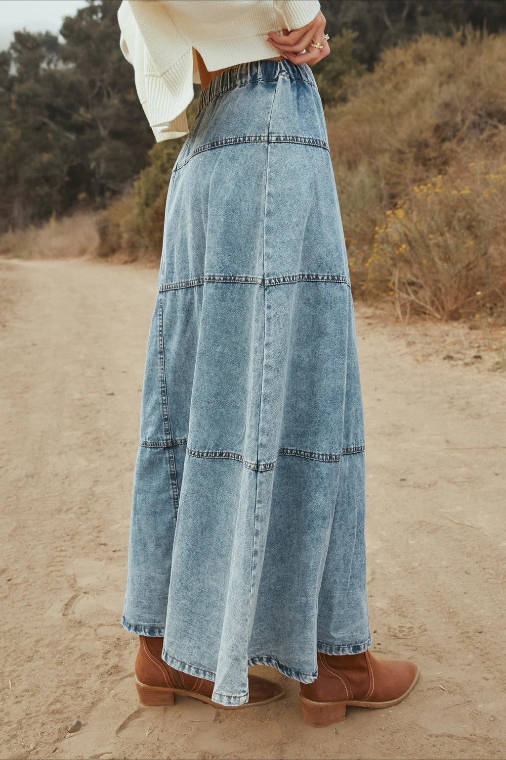 Layered Denim A-Line Skirt image 2