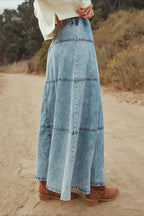 Layered Denim A-Line Skirt image 2