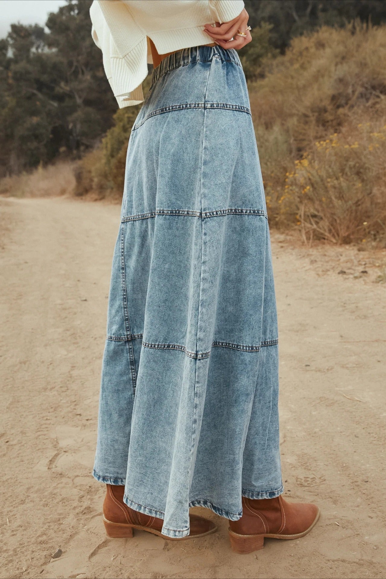 Layered Denim A-Line Skirt image 2