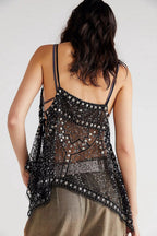 Sexy Sheer Trendy Rhinestone Cami Top image 6