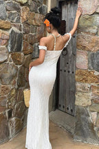 Elegant Lace Sleeveless Spaghetti Strap Slim Maxi Dress image 3