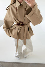 Lapel Faux Suede Drape Jacket image 5
