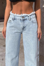 Frayed High Waist Loose Wide Leg Jeans image 5