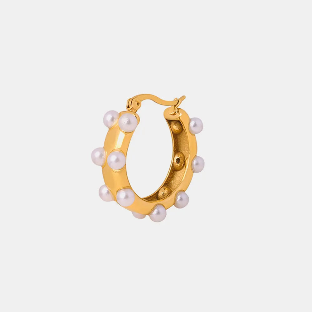 Vera Pearl Earrings detail view styled for Avrienne