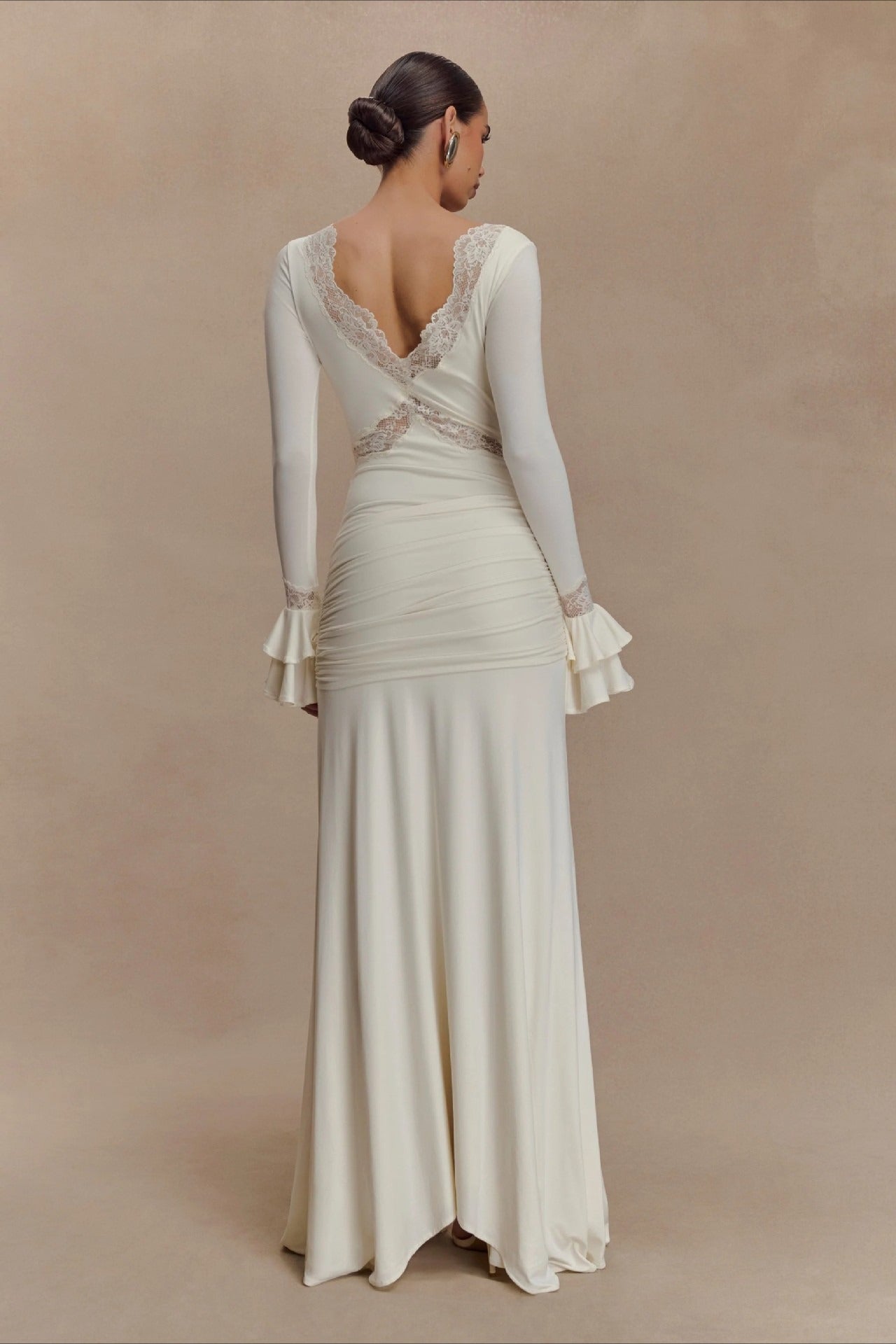 Lace Bodycon Flare Sleeve Maxi Dress image 5